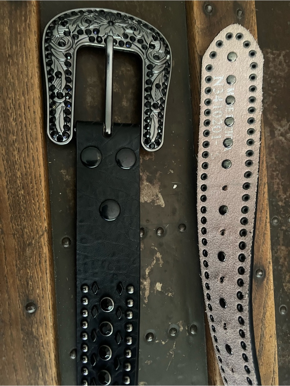 Nocona Western-Style Black Belt with Decorative Buckle